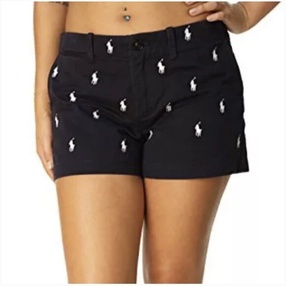 Polo Ralph Lauren Navy & White Pony Embroidery Cotton Summer Chino Shorts Size 4 - Picture 1 of 10